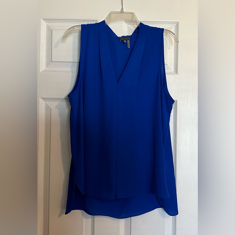 Blue Vince Camuto Sleeveless V-Neck Blouse-Size XL